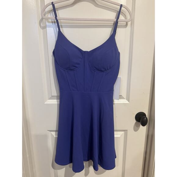 Honor & Rosie Blue Corset Mini Dress NWT Lace Up Back Size Med - Picture 1 of 12
